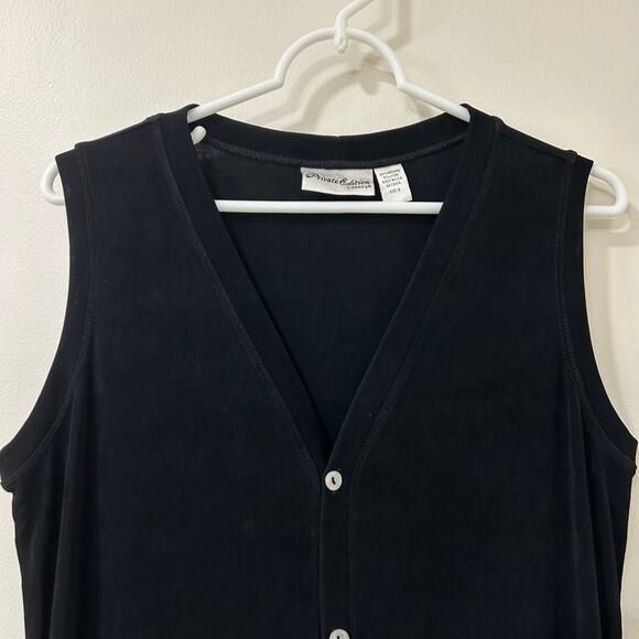 Private Edition Chico's Womens 2 Large Black Button Down Slinky Knit Maxi Dress - Picture 2 of 5